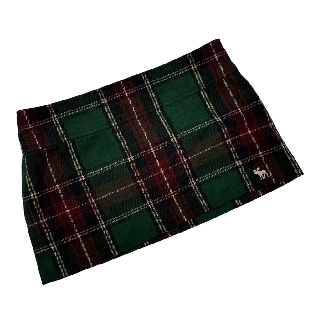 Abercrombie Fitch Y2K Plaid‎ Pleated Micro Mini Skirt Size 4 Wool Blend Preppy